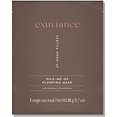 EXUVIANCE Pick-Me-Up Plumping Mask with Pure Hyaluronic Acid and Caffeine for Instant Plumping Hydration - Reveal Smooth, Supple and Luminous Skin, For All Skin Types - Single Use Sheet Mask, 0.7 oz