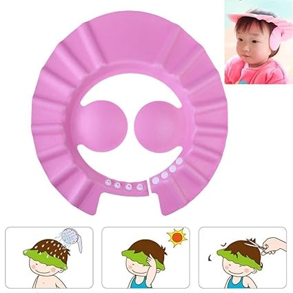 BLUERAIN ENTERPRISE New Adjustable Safe Soft Bathing Baby Shower Cap Wash Hair For Children Baby Eye Ear Protector Adjustable Leaves Shape Bathing Shower/Shamoo Cap Hat Pack of 1 baby shower cap