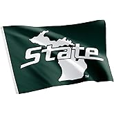 Desert Cactus Michigan State University MSU Flag - 3 x 5 Feet Spartans Banner, Indoor/Outdoor Durable Fabric, 100% Polyester Design (Style B2)