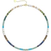 DONYUDE Beaded Choker Necklace for Women Colorful Gemstone Necklace for Beach Teen Girl Gifts Trendy Stuff for Summer Adjustable Boho Necklaces Jewelry for Daughter Sister Friends