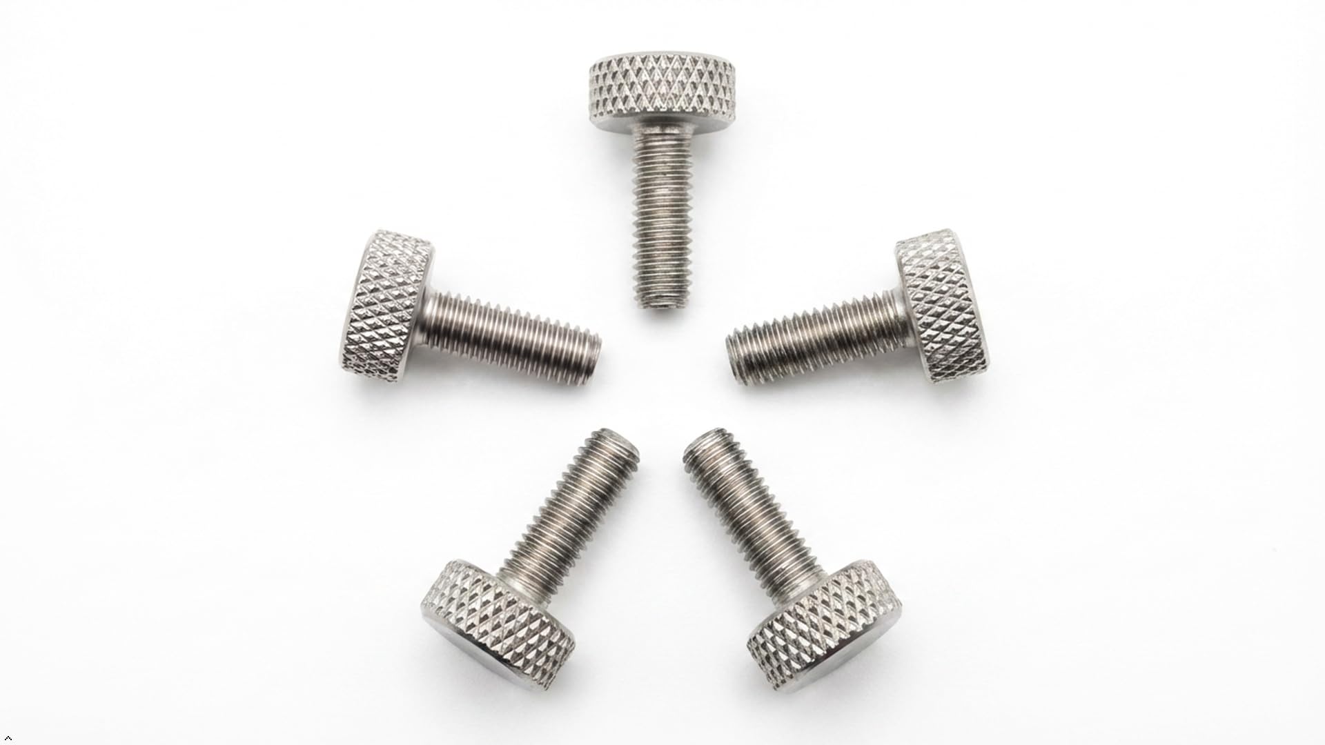 PrecisionGeek® M5 Stainless Steel 303 Knurled Thumb Screws, CNC Machined Corrosion Resistant Fasteners for Automotive, Woodworking, DIY Projects and Custom Fabrication (Flat - 15mm - 5 Pack) — image 1