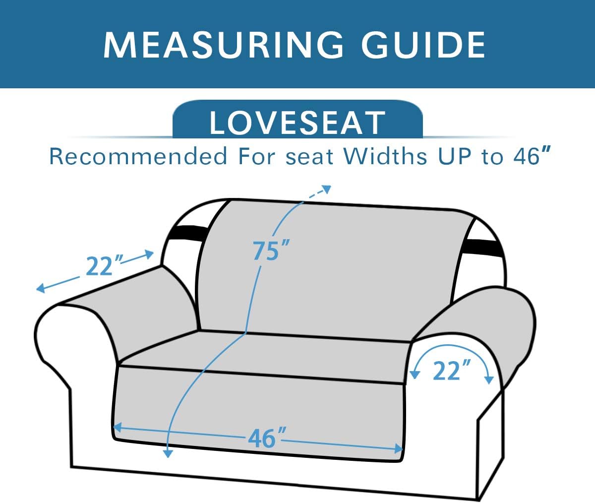 Reversible Loveseat Cover Furniture Protector Anti-Slip Water Resistant 2 Inch Wide Elastic Straps Couch Covers Pets Kids Fit Sitting Width Up to 46"(Love Seat, Khaki/Beige): Kitchen & Dining
