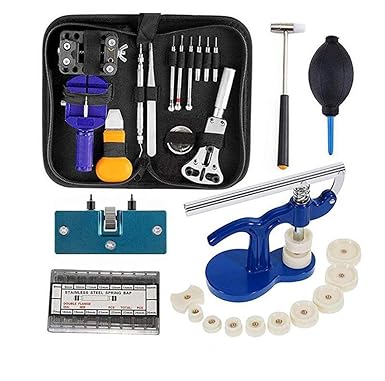 Uhrenwerkzeug Uhr Reparatur Werkzeug Set - 499 TLG Uhrmacherwerkzeug Gehäuseöffner Einpresswerkzeug Uhrenschließer