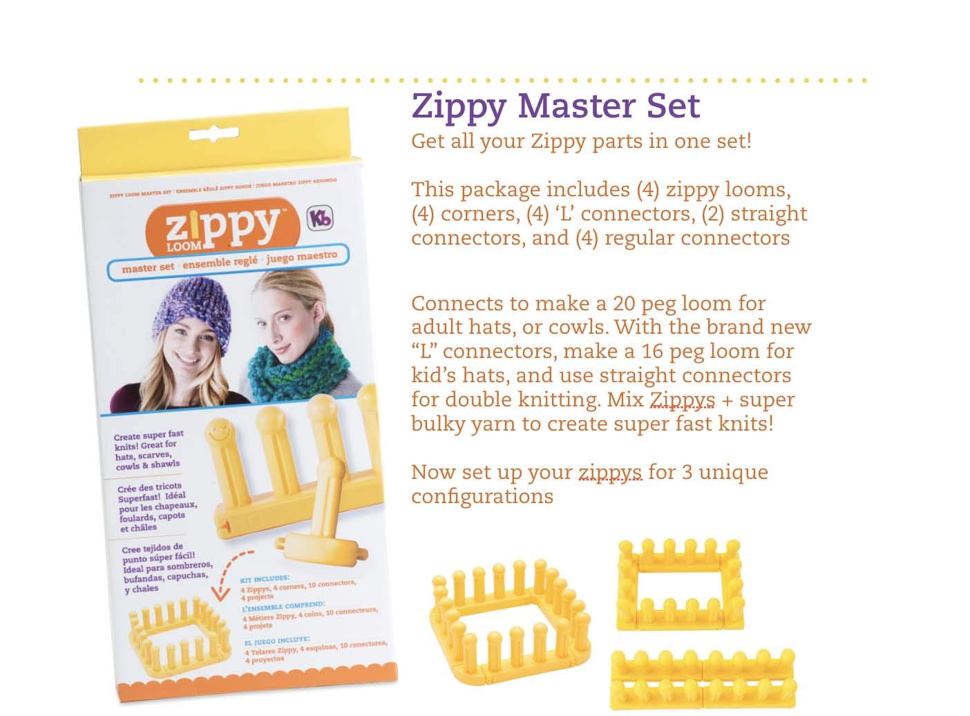 Authentic Knitting Board Bundle Zippy Master Set, Jumbo Gauge, Modular Loom