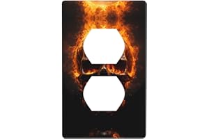 RRKDOY Burning skull Picture Dual socket wall panel household power cover durable for decorative sockets and switches