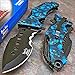 DARK SIDE Spring Assisted Open BLUE SKULL CAMO Tactical Folding Pocket Knife NEW