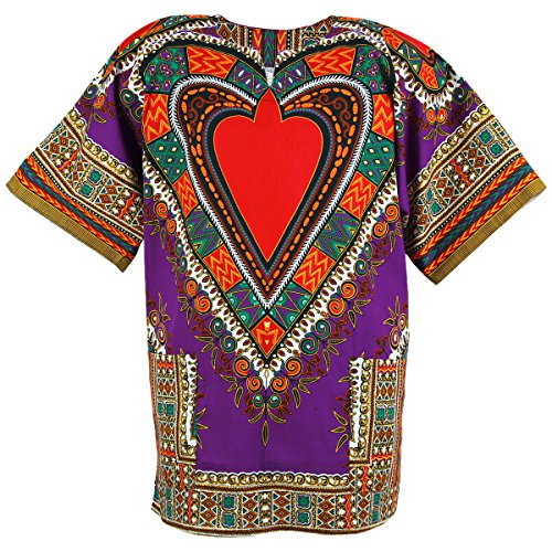Heart African Dashiki Cotton Mexican Poncho Hippie Tribal Boho Shirt Purple ad17v