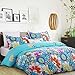 Vaulia Lightweight Microfiber Duvet Cover Set, Colorful Floral Print Pattern, Blue Multi-Color - King Size