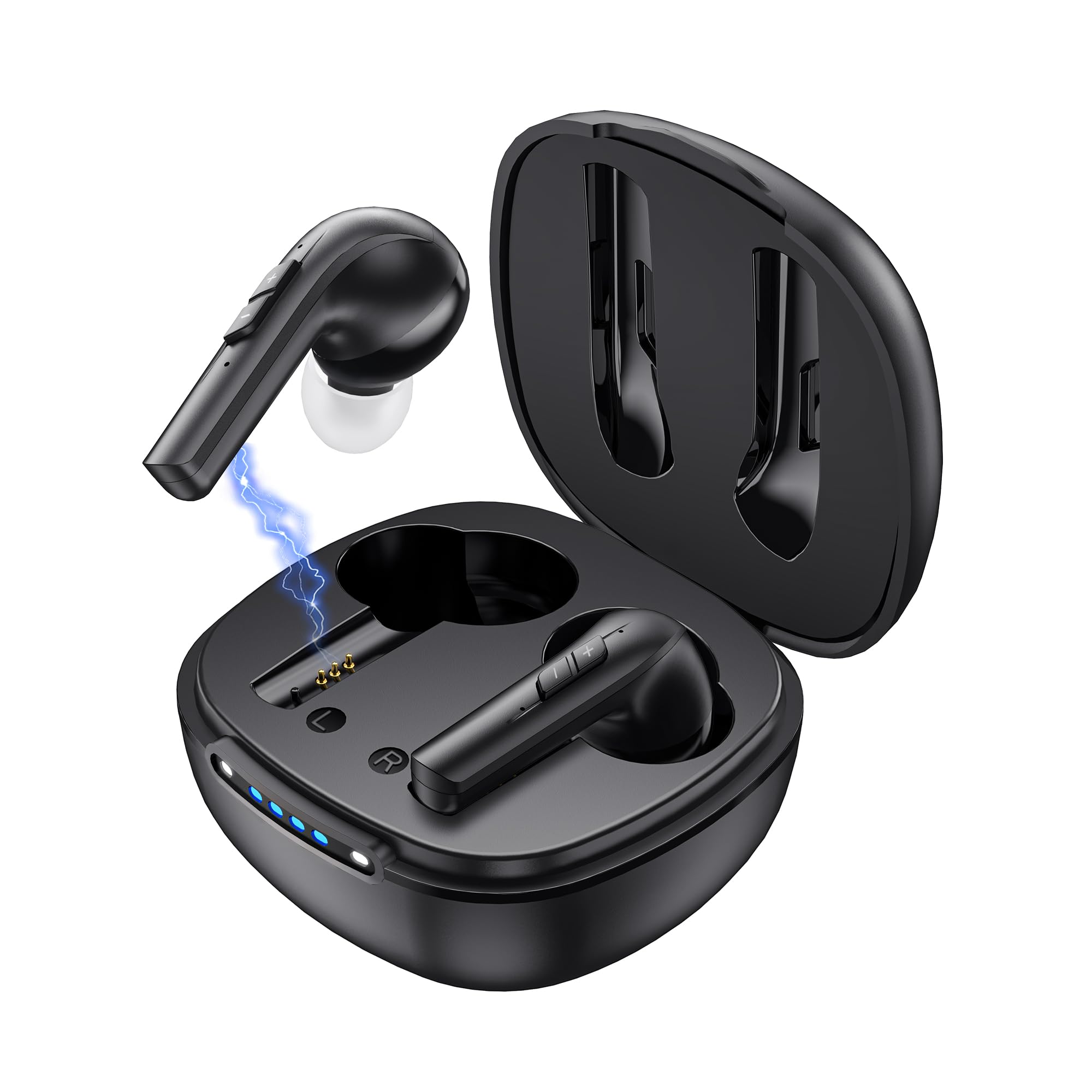 Photo 1 of hearing aids for seniors, dual microphone intelligent noise cancelling hearing aids for moderate to mild hearing loss, rechargeable earphones for elderly hearing aids, digital hearing amplifier (Black)