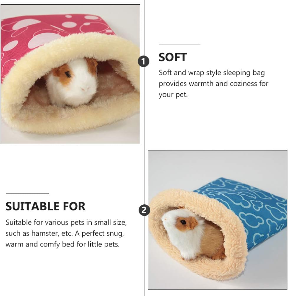 POPETPOP Small Animals Bedding-Hedgehog Snuggle Sack Rat House Bed Winter Warm Fleece Small Pet Syrian Hamster Chinchilla Bed House Cage Nest Random Color-Large - Image 3
