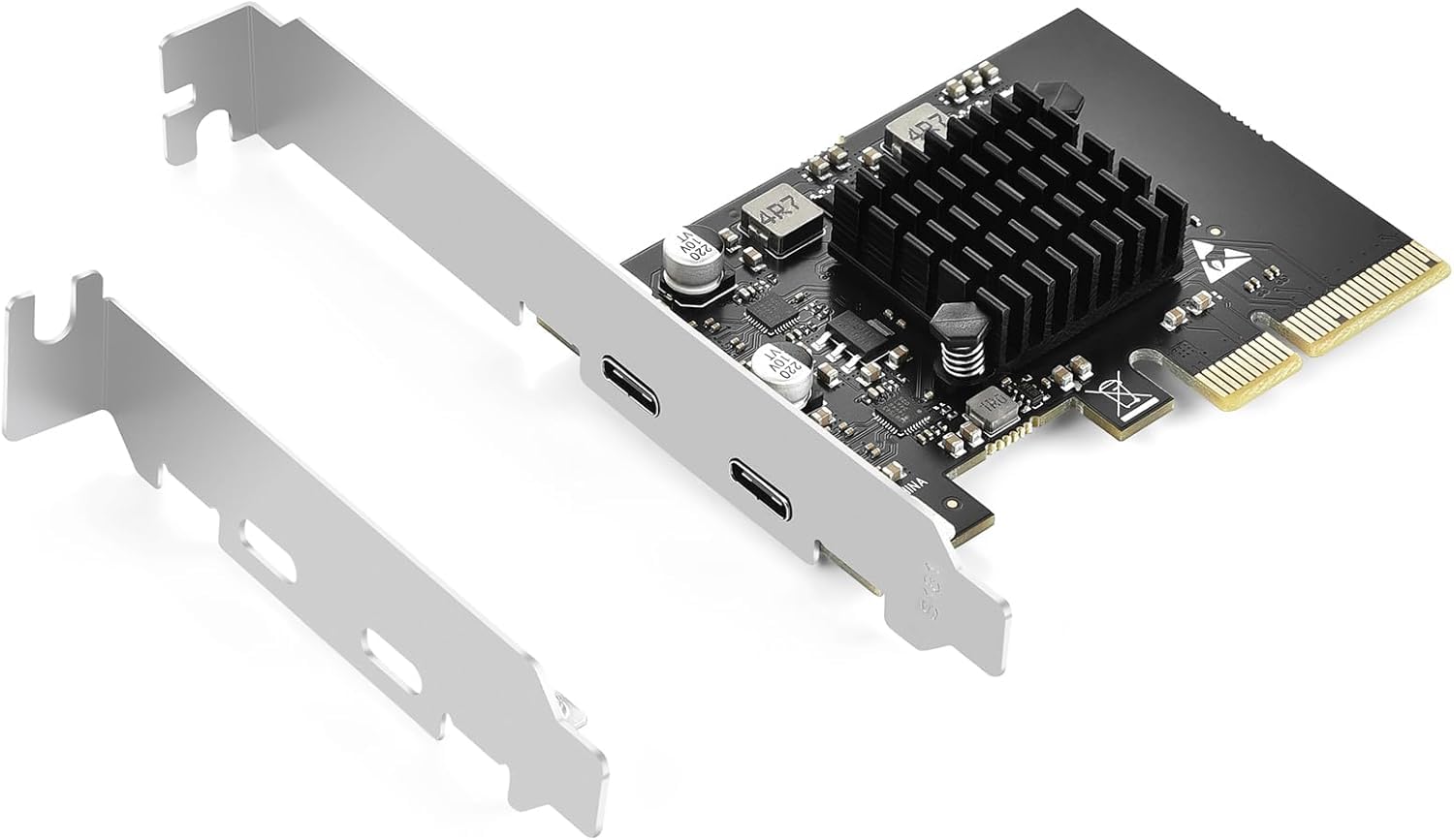 ELUTENG PCIE USB 3.2 Karte 2 Ports 2 x 10Gpbs Kompatibel mit PCIE X4/X8/X16, PCI Expree zu USB C 3.2 Gen2 Erweiterungskarte 20Gbps US B-Karte mit Großflächigem Kühlkörper für Desktop PC Windows