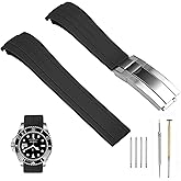 SINAIKE 18mm 20mm 21mm 22mm Silicone Watch Band Black Rubber Watch Bands, Tapered Curved End Watch Strap for Moonswatch, No Gap Watch Replacement for Men Women with Classic Diving Buckle Multiple Colors