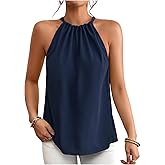 SOLY HUX Women's Halter Tank Top Sleeveless Tie Back Casual Summer Tops