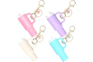 Pyotivol 4pcs Mini Tumbler Keychain for Stanley Cup Chapstick Lip Balm Holder Key Chain Charms for Women Purse backpack