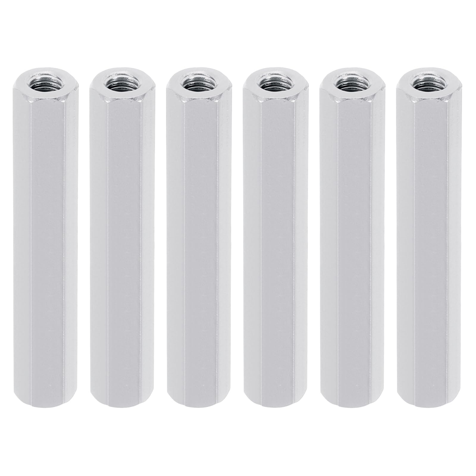 PATIKIL M3 Hex Nuts, 6pcs M3 Threaded Spacers Aluminum 35mm L Female Metal Spacer Screw Standoff for M3 Screw Bolts RC Car Drones Stacks Motherboard, Silvery