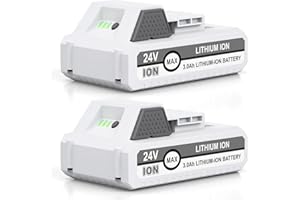 LORDONE 2 Packs 24V 3000mAh Replacement Battery for Snow Joe+Sun Joe 24V Lithium-iON Battery Series 24BAT-LTX/LTW/LTE/LT/XR EcoSharp Pro