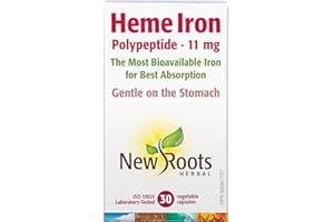 New Roots Herbal Heme Iron Polypeptide for Men & Women, 30 V-Capsules - Supports Healthy Iron Levels and Red Blood Cell Forma