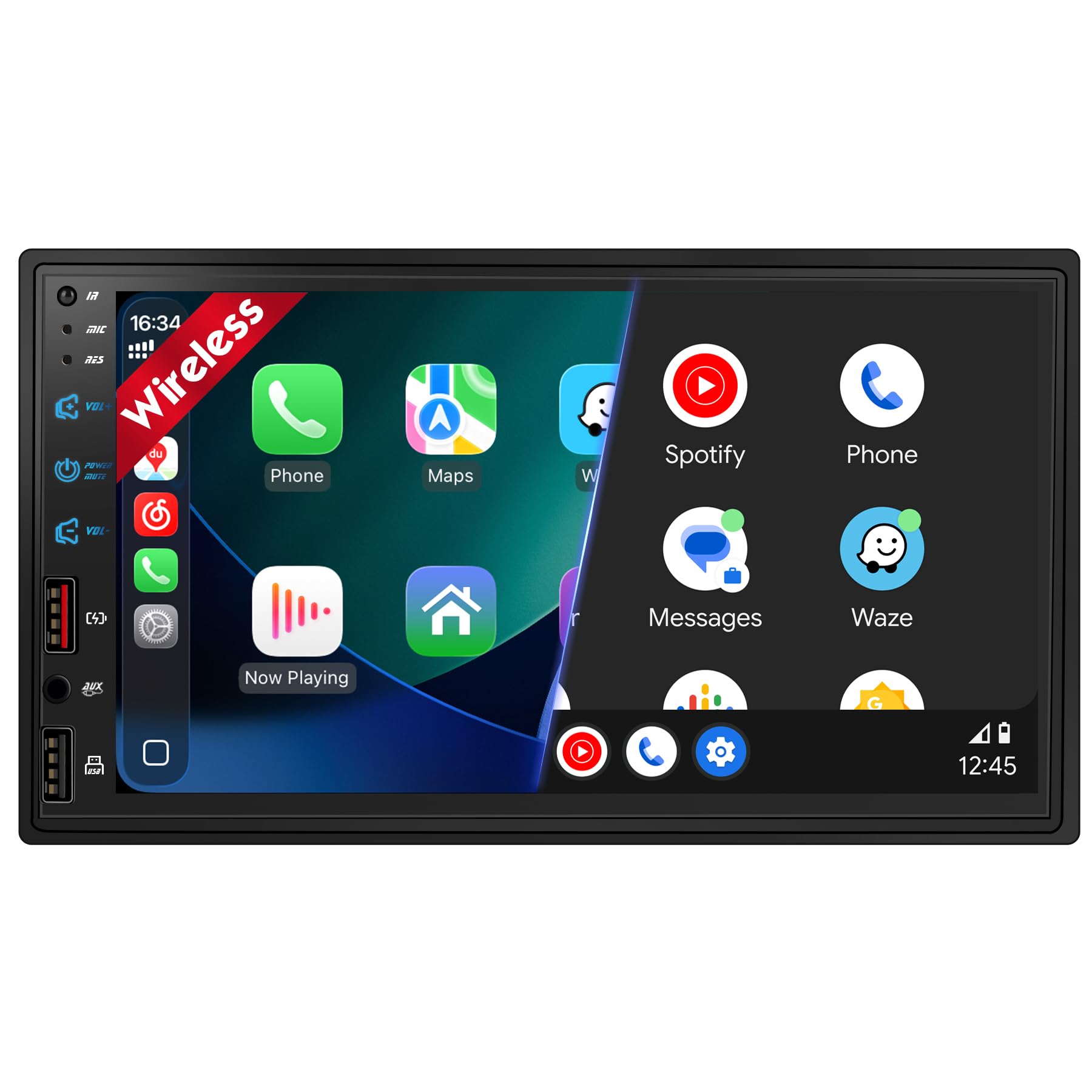Photo 1 of [Upgraded DSP] 7'' Double Din Car Stereo with Wireless Apple Carplay Android Auto, 240W Powerful Sound, FM/AM Radio, 7 Inch LCD Ultra HD Touchscreen, Bluetooth Handsfree, Waterproof Backup Camera, SWC