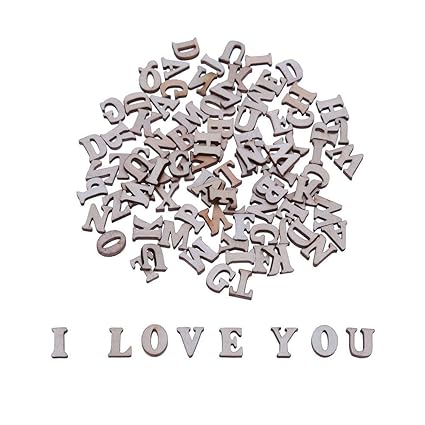 VIPECO Durable 100pcs DIY Log Color 26 Mixed English Letter Puzzle for Scrapbook Decor Material: Density Plate (Wood)