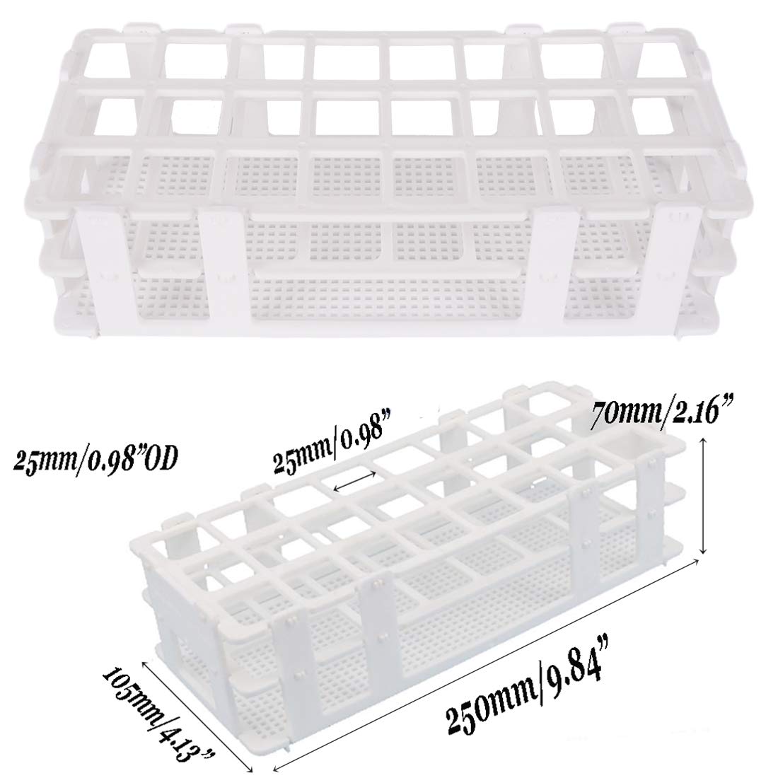 Plastic Test Tube Rack – Chougui 2 Pack 24 Holes Lab Test Tube Rack ...