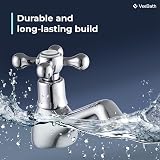 VeeBath Traditional Basin Pillar Taps - Polished Chrome Brass, G1/2 BSP Inlet, view 4
