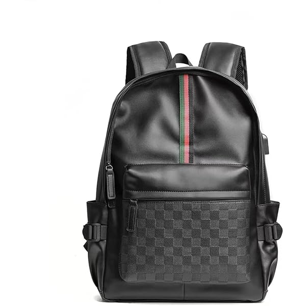 PU Leather Backpack,student schoolbag,Large Capacity Laptop Backpack, Fashion Casual Daypack for School, Travel, Work (Black A) : Electronics