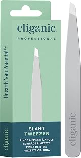 Cliganic Professional Eyebrow Tweezers Slant Tip Stainless Steel