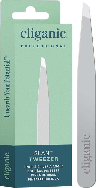 Cliganic Professional Eyebrow Tweezers Slant Tip Stainless Steel
