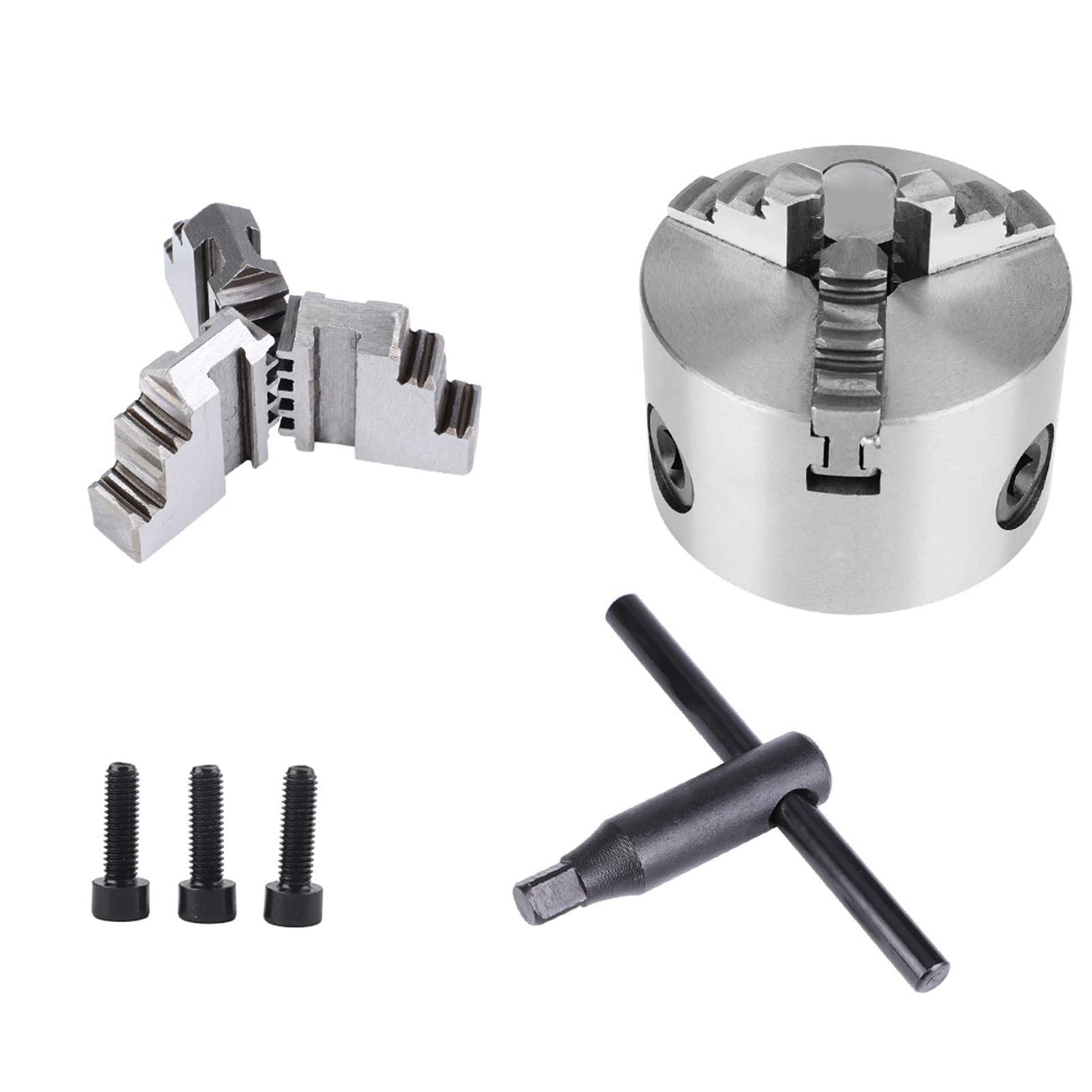 3inch Self-Centering Lathe Chuck with Extra Jaws Lathe Chuck Tools K11-80 Turning Machine Replacement Parts (K11-80)