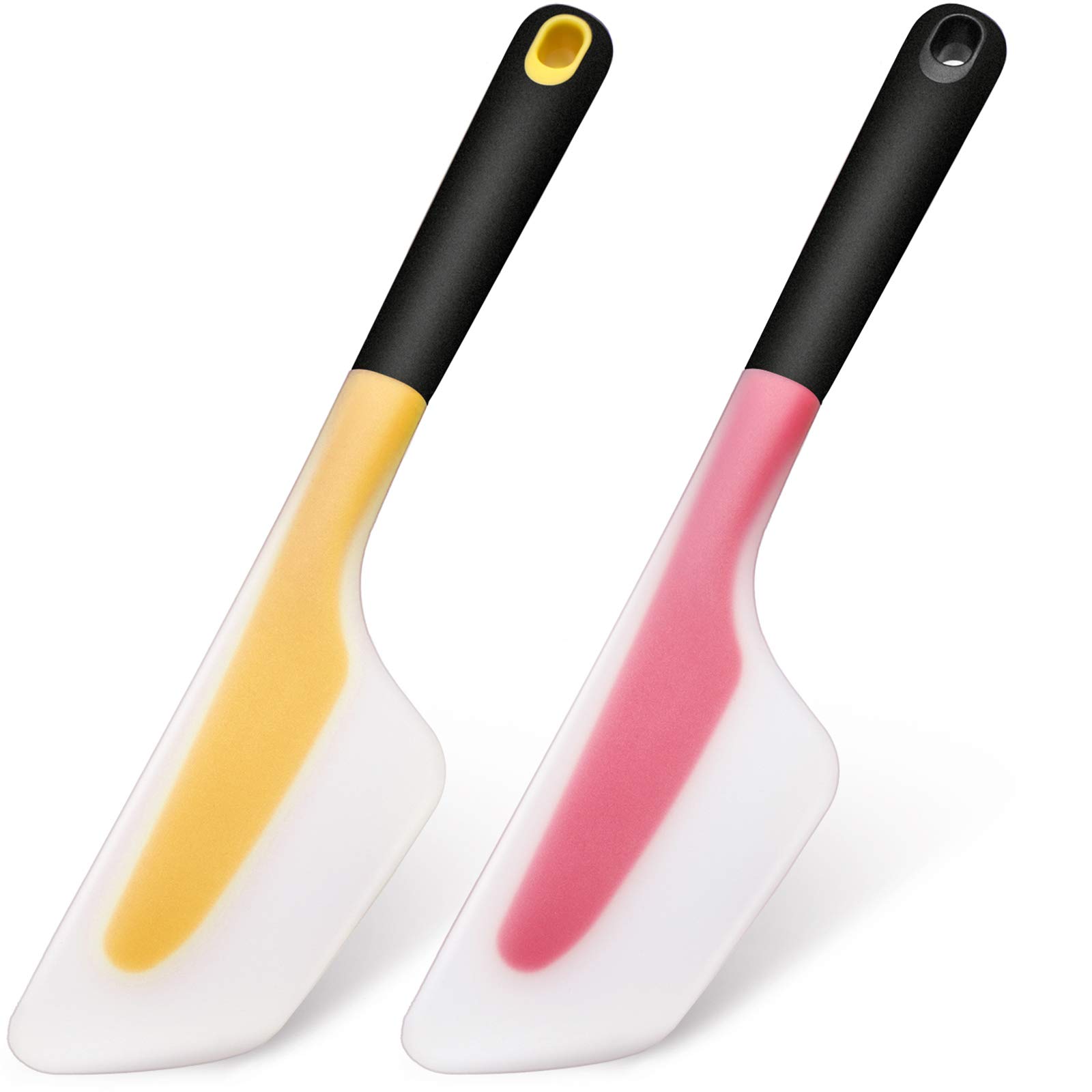 Photo 1 of 2 Pieces Omelette Spatula Kitchen Turner Silicone Flip and Fold Omelette Turner for Kitchen Omelet Pancake Crepes(Red and Yellow)
