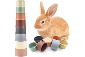 starfa lab 8 Pcs Stacking Cups for Small Animal Toys,Nesting Rabbit Toys of Different Sizes,Safe Plastic Colorful Nesting Toys for Bunny Guinea Pig Hiding Food and Playing