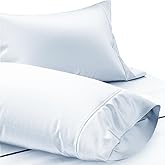 TEXAS LINEN CO. 100% Egyptian Cotton Standard/Queen Size Pillow Cases Set of 2-1000 Thread Count Pillow Cover - Breathable & Cooling Light Blue Pillowcases Set of 2 for Standard/Queen Pillows
