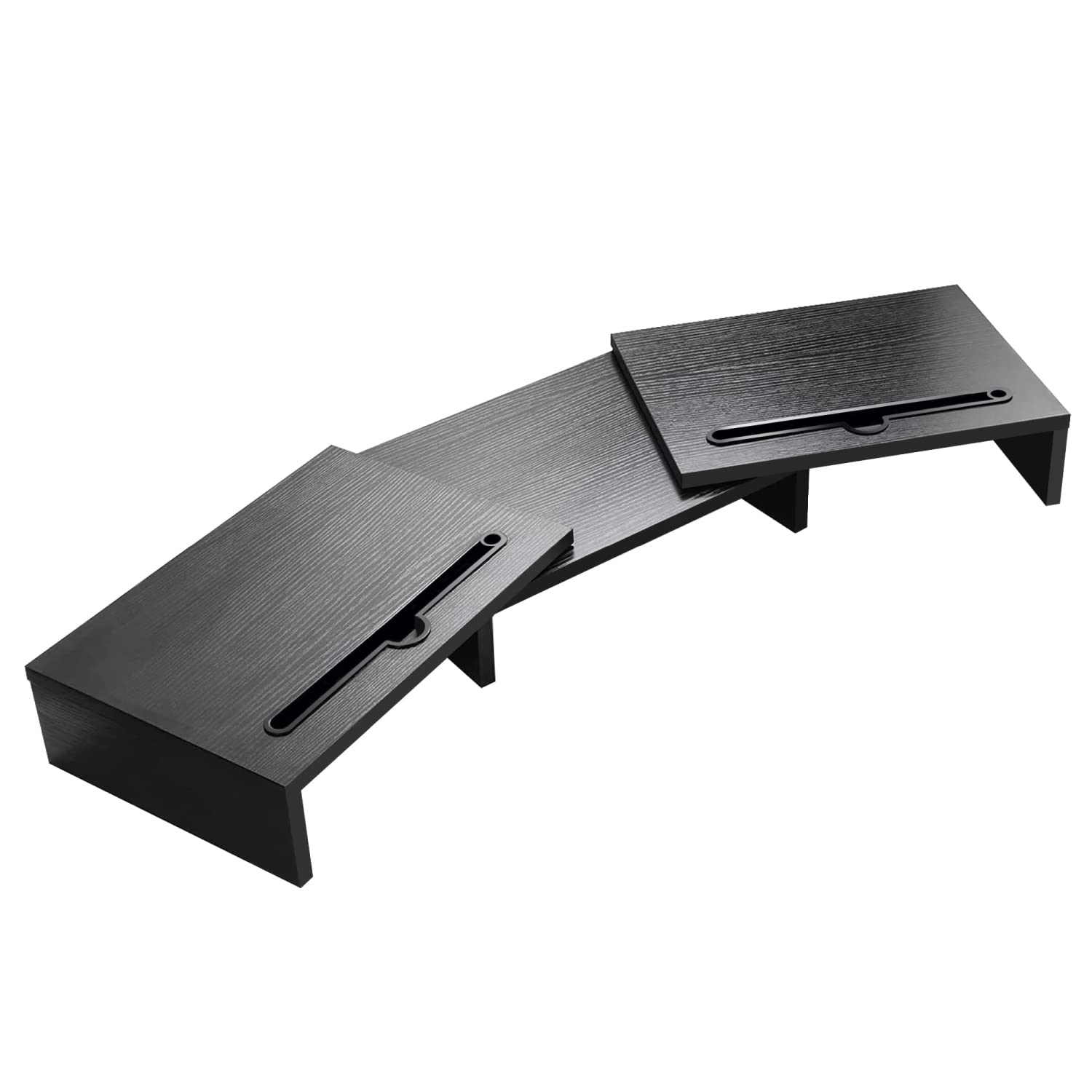 INTIRILIFE 3-piece screen stand length adjustable desk stand in Black - 74 (104) x 27 x 10 cm - Screen raiser with mobile phone holder for computer TV laptop in the office or at home