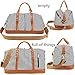 CAMTOP Weekend Travel Bag Ladies Women Duffle Tote Bags PU Leather Trim Canvas Overnight Bag Luggage (Black Striple)
