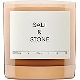 SALT & STONE Scented Candle for Women & Men | Hand-Poured, Aromatic & Fragrant | Coconut & Soy Blend Wax | 100% Cotton Wick | Long-Lasting 50 Hour Burn Time (8.5 oz) (Saffron & Cedar)