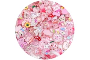 Lot de 50 breloques en slime - Rose transparent - Mélange de résine - Pour scrapbooking