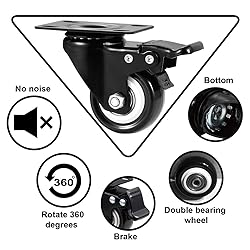 2 Inch Caster Wheels, Casters Set of 4, ASHGOOB