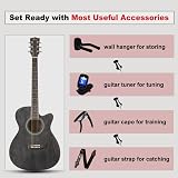 Winzz 3/4 Acoustic Guitar Beginners Folk 36 Inches Black Gray with Accessories view 3