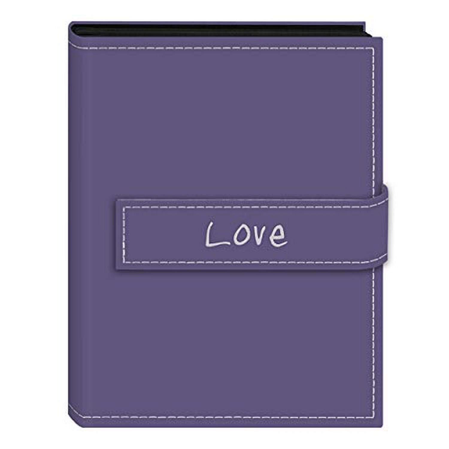 Pioneer Photo Albums 36-Pocket 4 by 6-Inch Embroidered Love Strap Sewn Leatherette Cover Photo Album, Mini, Lavender