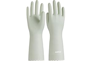 LANON wahoo Skin-Friendly Cleaning Gloves, Dishwashing Kitchen Gloves with Cotton Flocked Liner, Reusable, Non-Slip, Canary G