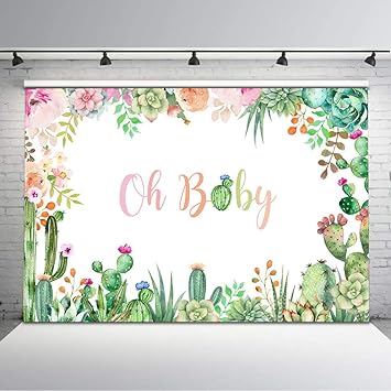 Amazon Com Mocsicka Cactus Baby Shower Backdrop Mexican Cactus