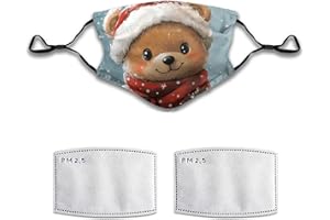 Yaxongx Cute Winter Bear Face Mask Washable Reusable Adult Cloth Dust Mask 5-Layer Protection Activated Carbon Filter Adjusta