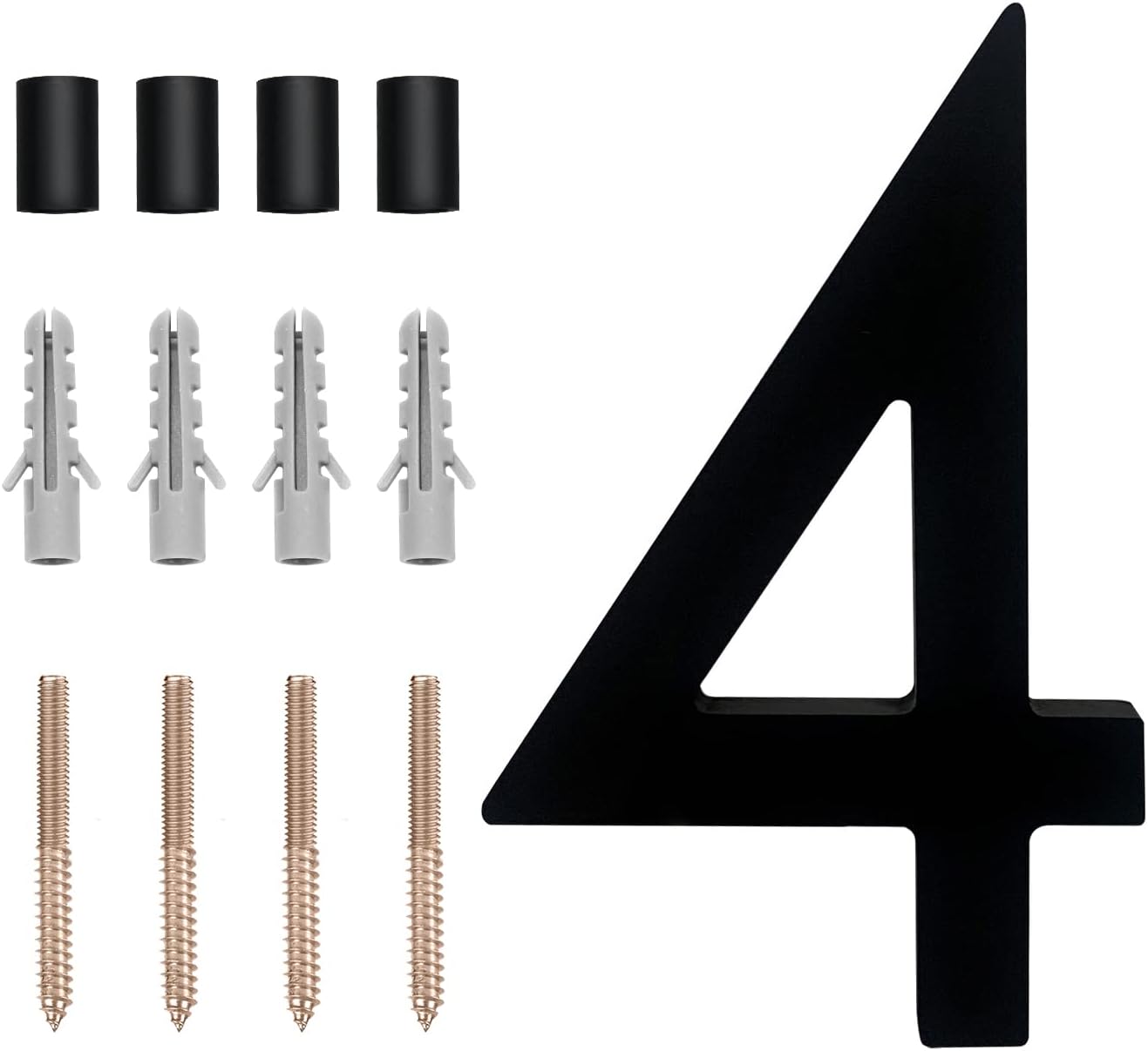 Address Signs - 5 inch Floating House Number, Modern House Numbers, for Outdoor Mailbox Yard Home Wall DoorGarage Gate with Nail Kit, Coated Black, 911 Visibility Signage (4)