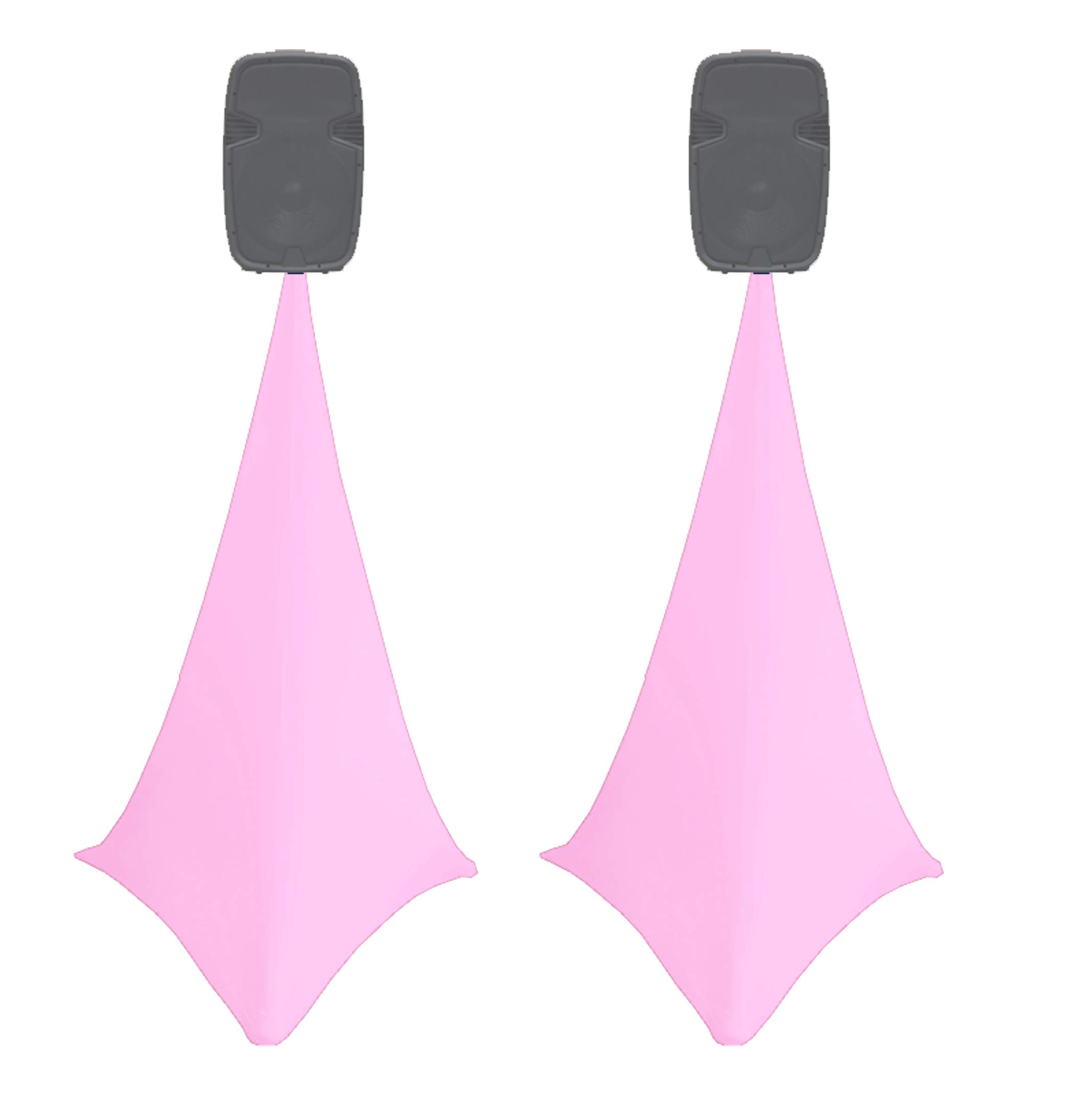 2x spandex stretch speaker stands scrims, DOUBLE SIDED tripod cover (baby pink)