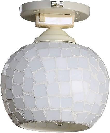 Amazon Venus Lighting 北欧 モザイク ステンドグラス 和室 トイレ リビング キッチン ベッドルーム 寝室 階段 食卓 玄関 照明器具 天井照明 シーリングライト アンティーク レトロ ビードロ 卯の花色 Wh Led対応 E17 Venus Lighting シーリングライト