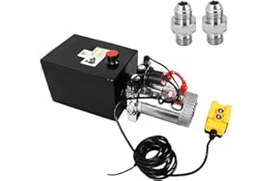 LFGUD Hydraulic Pump 8 Quart 2 Gallon Hydraulic Power Unit Double Acting Metal Reservoir Dump Trailer Pump 12V DC Hydraulic Power Pump for Dump Trailer Car Lifting Forklifts Lifting Platforms