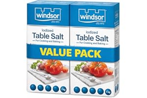 Iodized Table Windsor Salt for Cooking and Baking - 1kg (pack of 2) (2, pack of 2)
