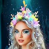 ACEDRE Light Up Mermaid Crown Headband Shell Starfish Headpiece Pearl Costume Hair Accessories for Women