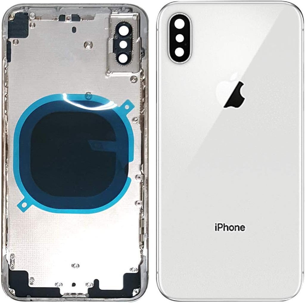 Back Housing Assembly Metal Frame w/Back Glass(OEM) - Camera Frame and Lens for iPhone X (White)