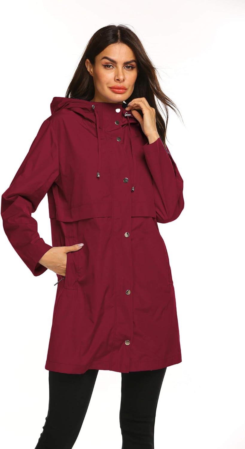 Avoogue Womens Raincoats Waterproof Cinch Waist Breathable All Weather